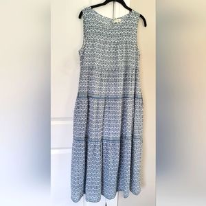 Max Studio Nordstrom Maxi Blue White Boho Sleeveless Dress  Lined to the Knee